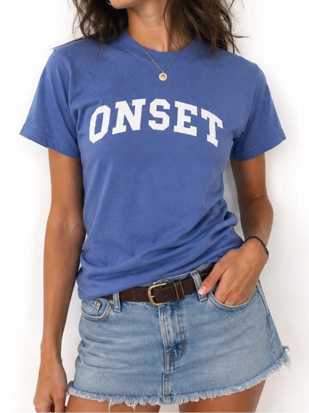 Women's Small ONSET Graphic Tee – Blue & White